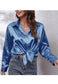 Satin Button Down Classic Blouse