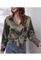 Satin Button Down Classic Blouse