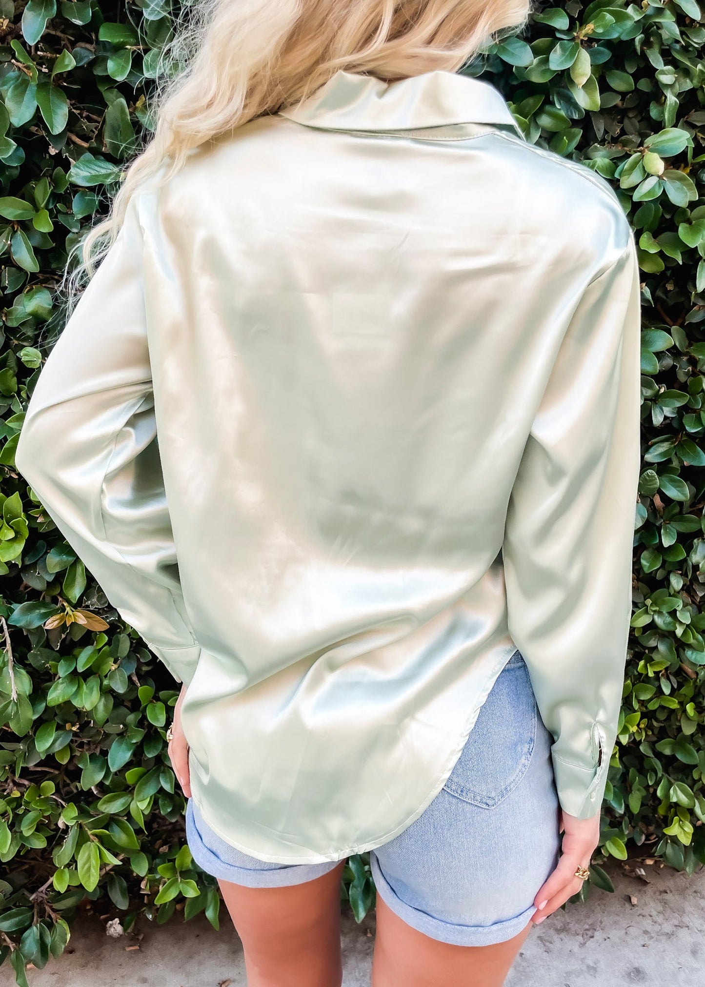 Satin Button Down Classic Blouse