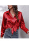 Satin Button Down Classic Blouse