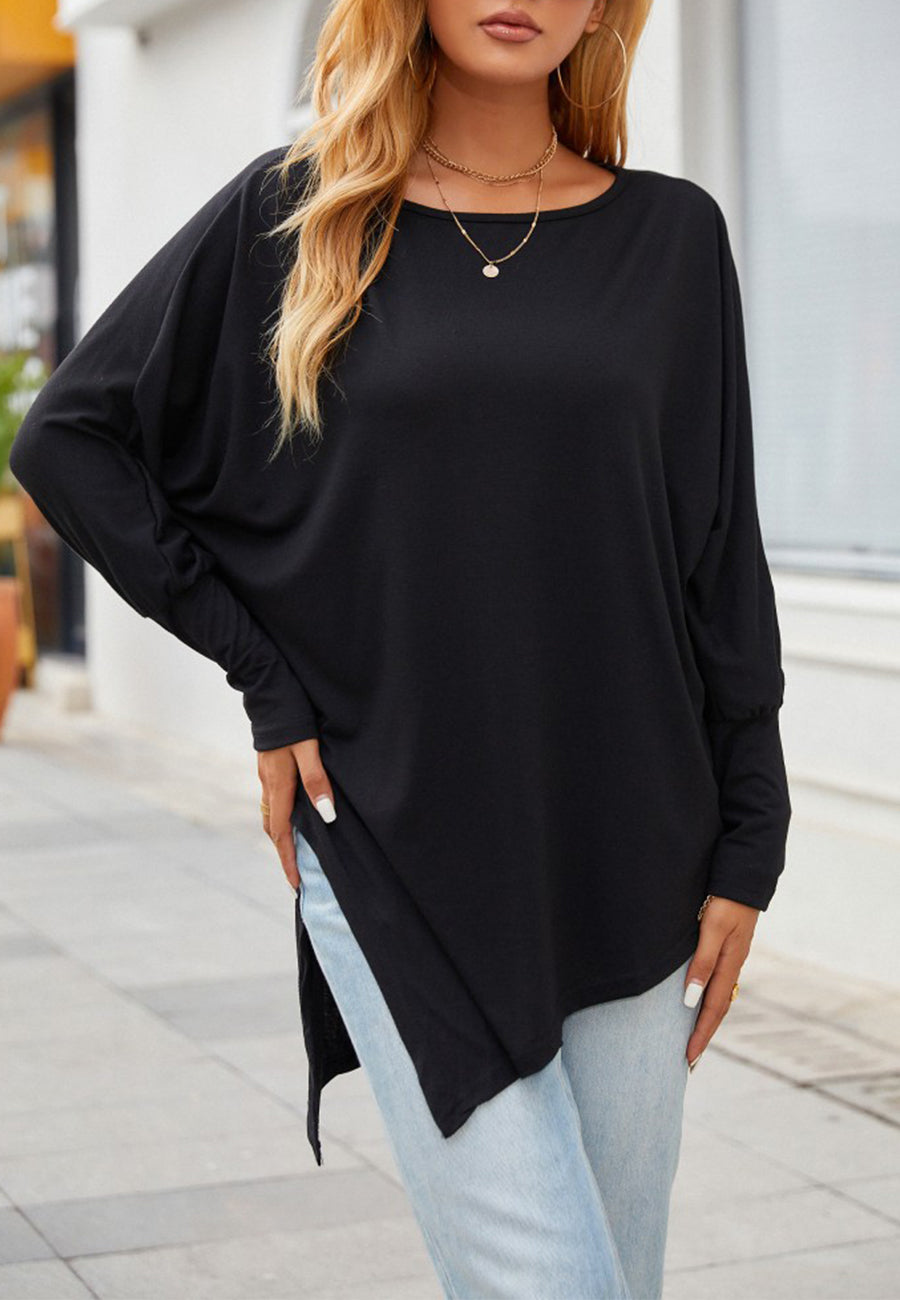 Asymmetrical Hem Side Slit Top