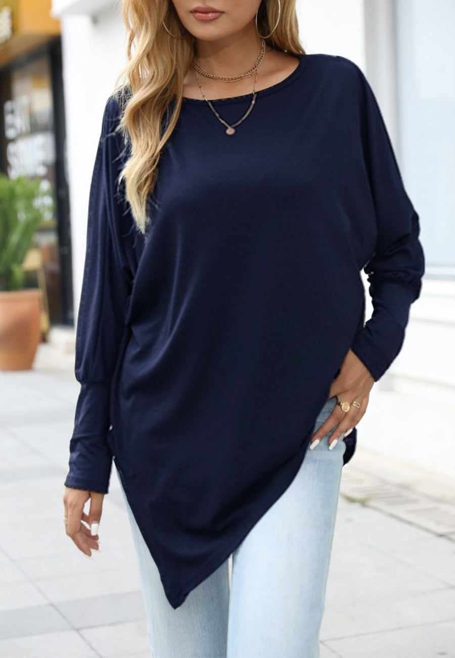 Asymmetrical Hem Side Slit Top