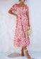 Abstract Print Puff Sleeve Dress
