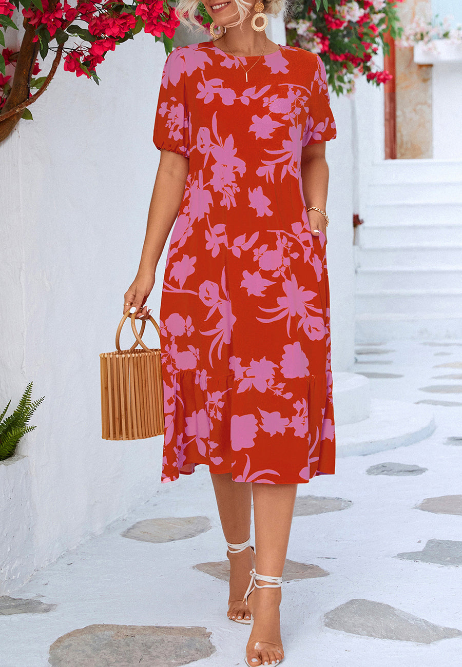 Two Tone Floral Dress