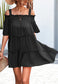 Solid Off-Shoulder Ruffle Dress