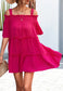 Solid Off-Shoulder Ruffle Dress