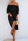 Ruffle Trim Off-Shoulder Dress