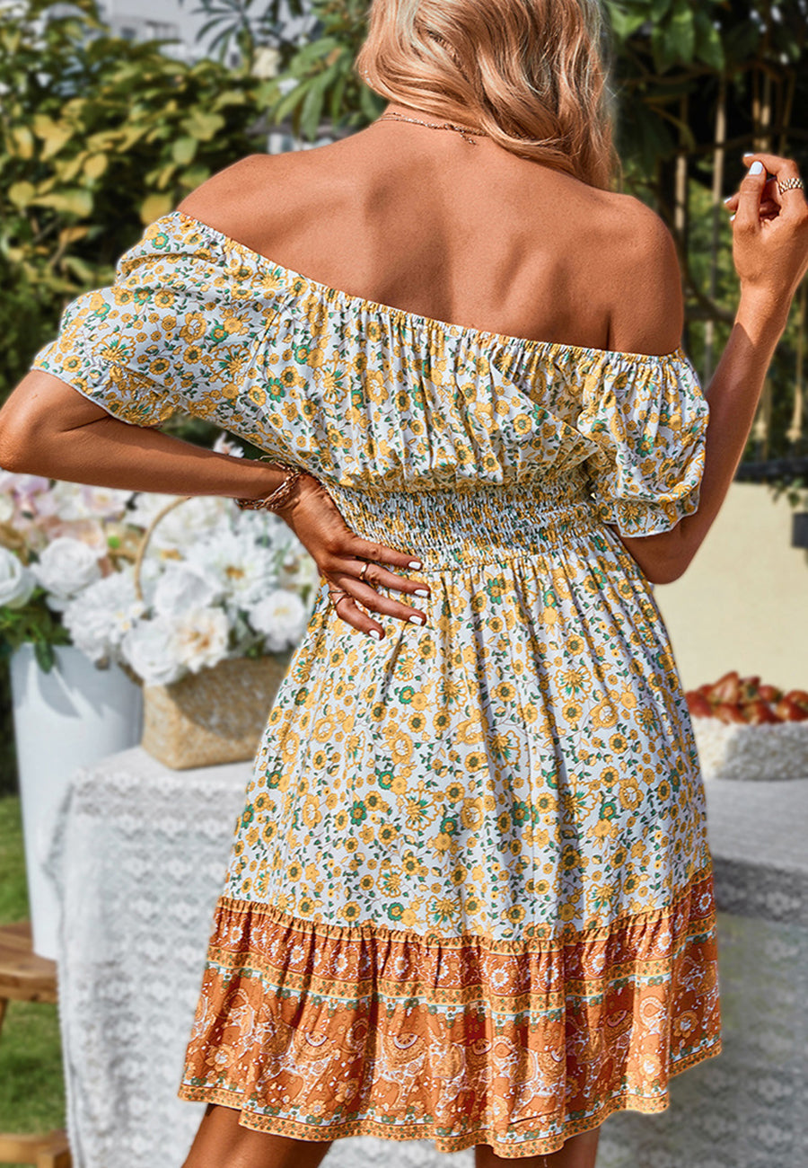 Off-Shoulder Puff Sleeve Dress