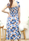 Tie-Shoulder Printed Shirred Dress