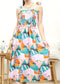 Tie-Shoulder Printed Shirred Dress