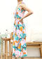 Tie-Shoulder Printed Shirred Dress