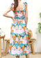 Tie-Shoulder Printed Shirred Dress