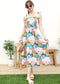 Tie-Shoulder Printed Shirred Dress