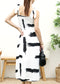 Tie-Shoulder Printed Shirred Dress