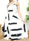 Tie-Shoulder Printed Shirred Dress