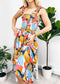 Tie-Shoulder Printed Shirred Dress