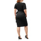Plus Size Short Sleeve V-Neck Faux Wrap Dress with Side Tie and Draped Skirt