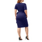 Plus Size Short Sleeve V-Neck Faux Wrap Dress with Side Tie and Draped Skirt