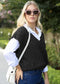 V Neck Cable Knit Oversized Sweatervest