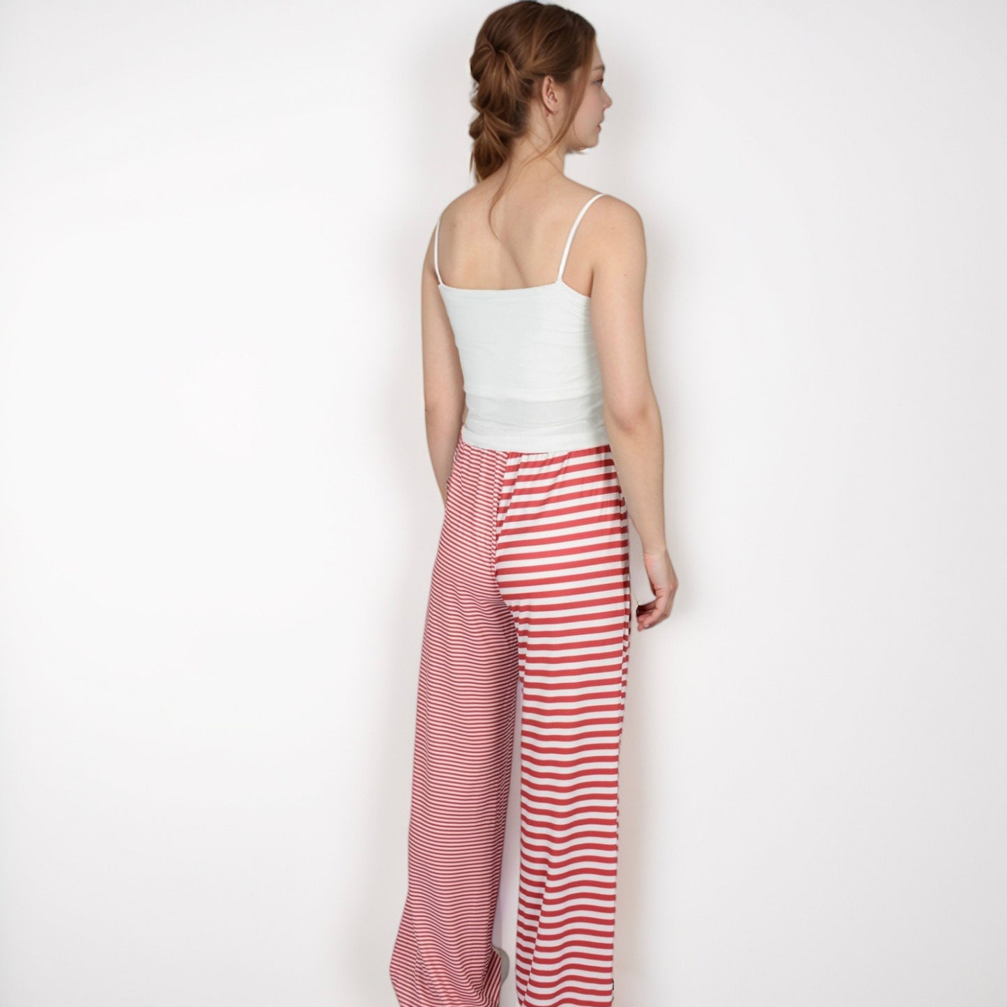 Women's Striped Drawstring Lounge Pants with Wide Leg and Soft Stretch Fabric