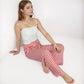 Women's Striped Drawstring Lounge Pants with Wide Leg and Soft Stretch Fabric