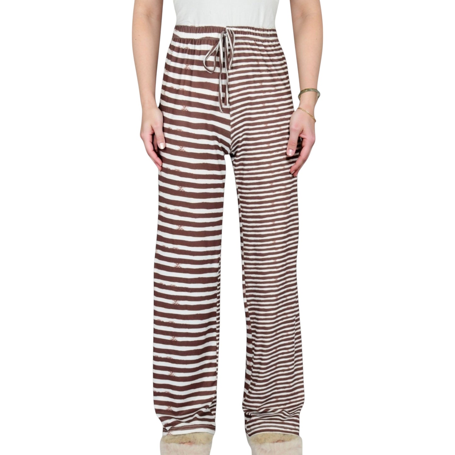 Women's Gingham Print Lounge Pants with Elastic Drawstring Waist and Relaxed Straight Leg Fit