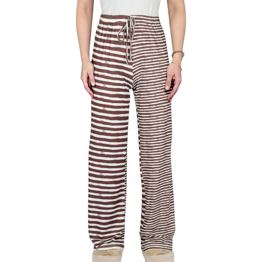 Women's Gingham Print Lounge Pants with Elastic Drawstring Waist and Relaxed Straight Leg Fit