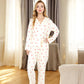 Anna-Kaci Women's Button-Up Pajama Set with Heart Print and Notched Collar