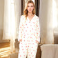 Anna-Kaci Women's Button-Up Pajama Set with Heart Print and Notched Collar