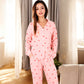 Anna-Kaci Women's Button-Up Pajama Set with Heart Print and Notched Collar