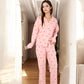 Anna-Kaci Women's Button-Up Pajama Set with Heart Print and Notched Collar