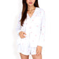 Women's Heart Print 2-Piece Pajama Set with Long Sleeve Button-Up Shirt and Relaxed Fit Elastic Waist Shorts