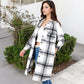 Long Plaid Button-Up Shacket with Chest Pockets Side Slits