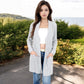 Open Front Ribbed Knit Cardigan with Front Pockets