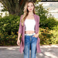 Open Front Ribbed Knit Cardigan with Front Pockets