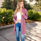 Open Front Ribbed Knit Cardigan with Front Pockets