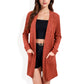 Open Front Ribbed Knit Cardigan with Front Pockets