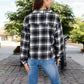 Button-Up Plaid Shirt with Chest Pockets and Long Sleeves