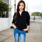 Long Sleeve Sweater with V-Neckline and Lace Trim Detail