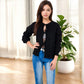 Tie Front Knit Cardigan with Long Sleeves Open Front Design