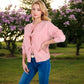 Tie Front Knit Cardigan with Long Sleeves Open Front Design