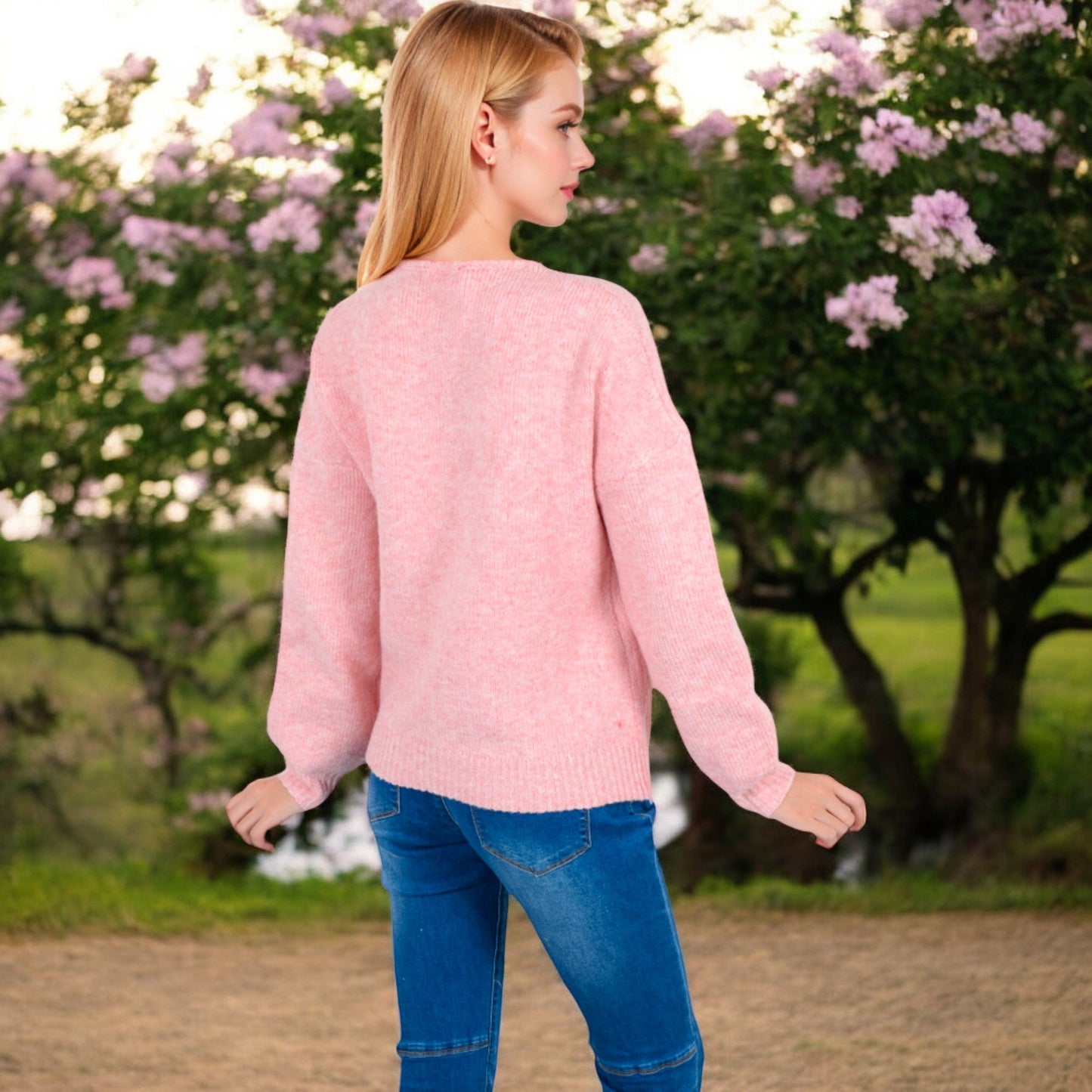 Tie Front Knit Cardigan with Long Sleeves Open Front Design