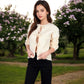 Tie Front Knit Cardigan with Long Sleeves Open Front Design