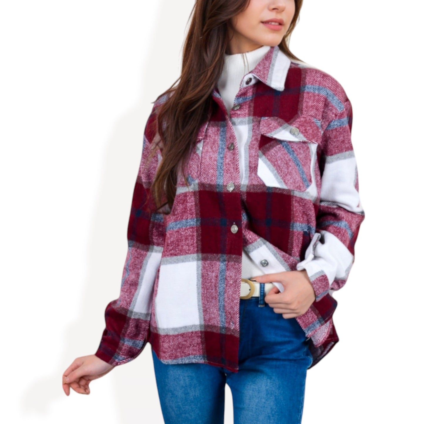 Anna-Kaci Women's Plaid Button-Down Shirt with Classic Design and Relaxed Fit