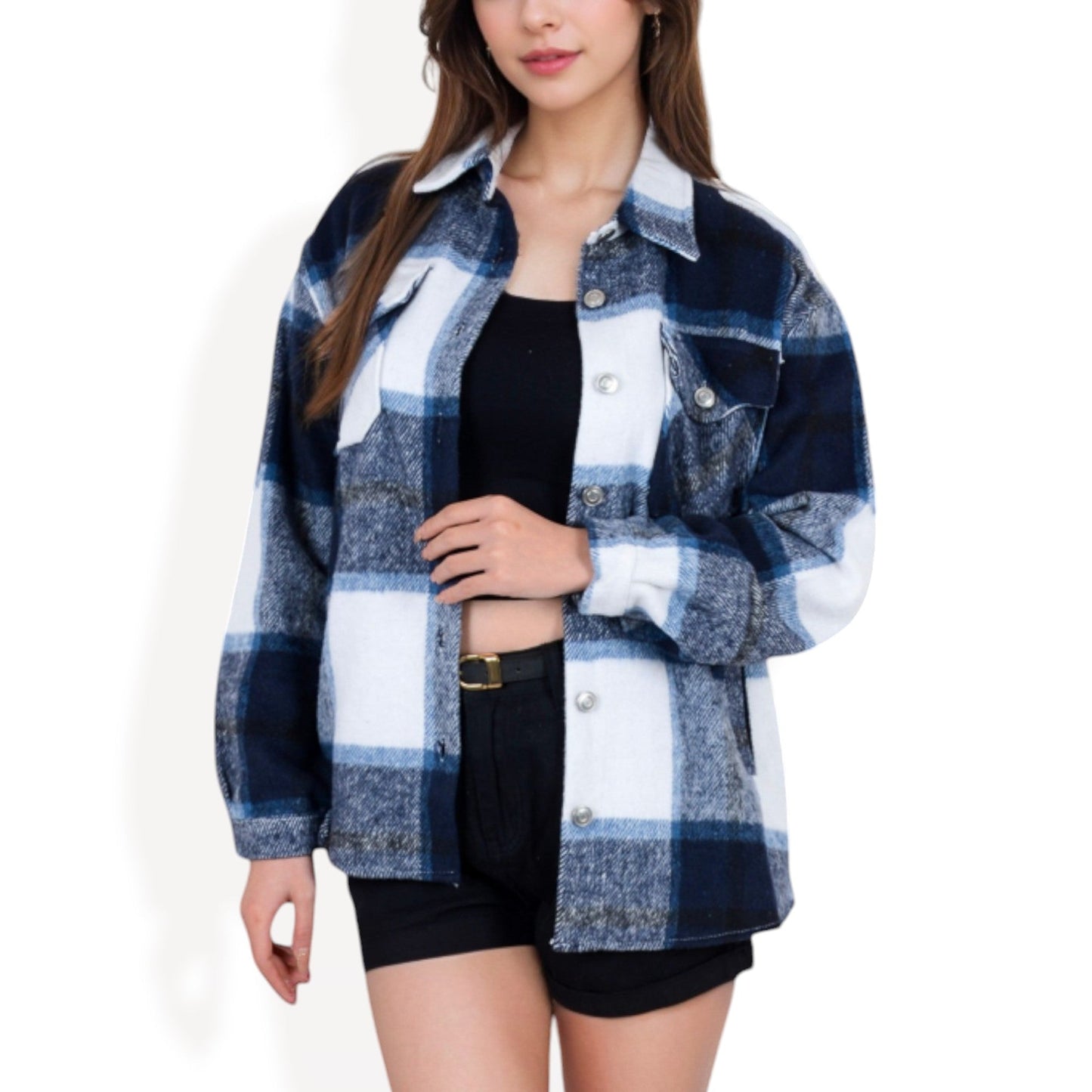 Anna-Kaci Women's Plaid Button-Down Shirt with Classic Design and Relaxed Fit