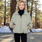 Oversized Quilted Puffer Jacket with Zipper Front