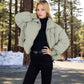 Oversized Quilted Puffer Jacket with Zipper Front