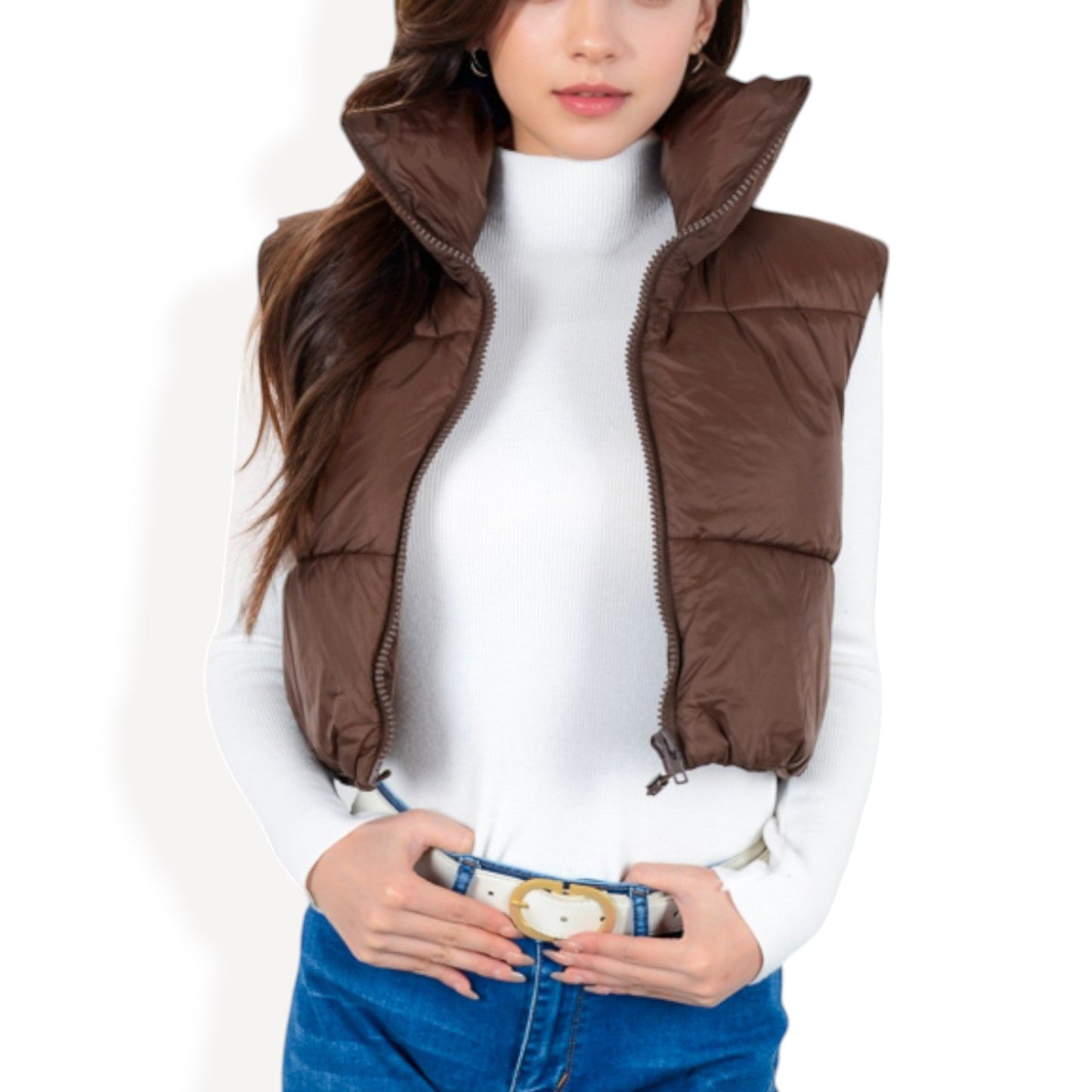 Anna-Kaci Women's Zip-Up Puff Vest Jacket with Cozy Design and Warmth