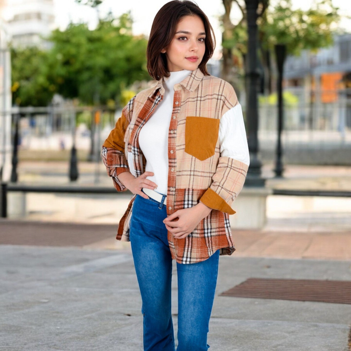 Anna-Kaci Women's Plaid Jacket with Classic Design and Comfortable Fit