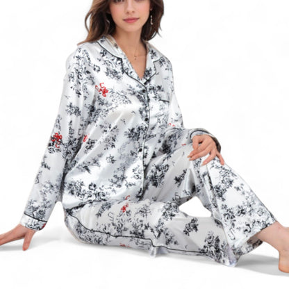 Anna-Kaci Women's Floral Print 2-Piece Sleepwear Set with Relaxed Fit